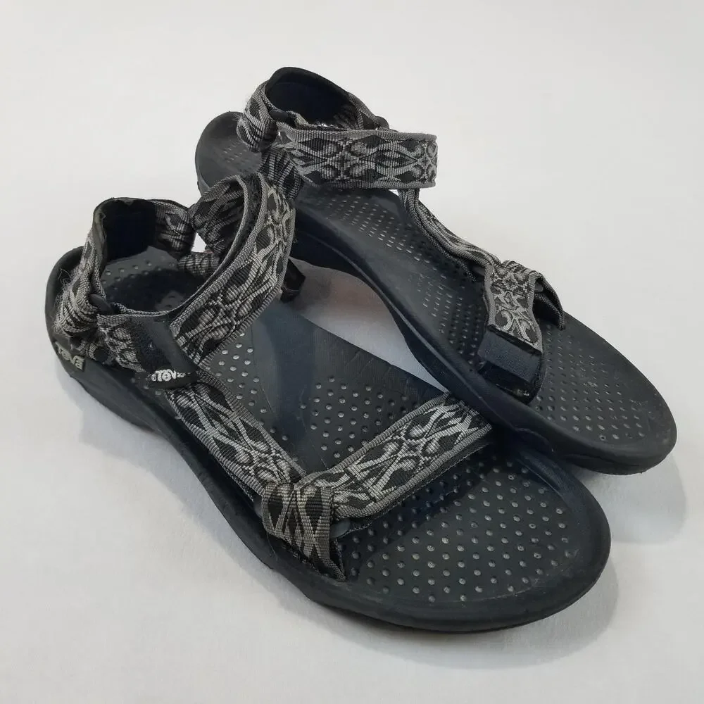 Teva Sandals Mens Size 9 Black Gray Geometric Strap Sport Hiking Water 6502